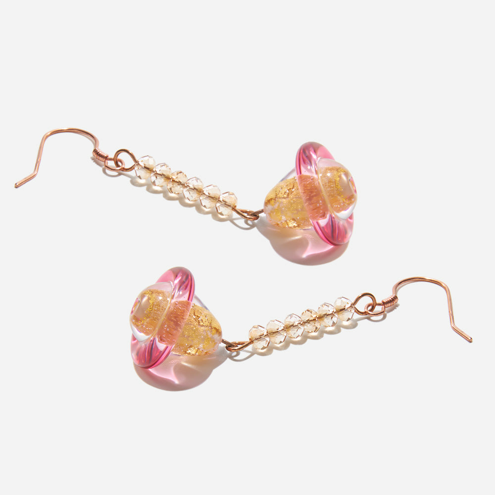 Handmade Czech Glass Beads Crystal Earrings - Sky Pink Odyssey