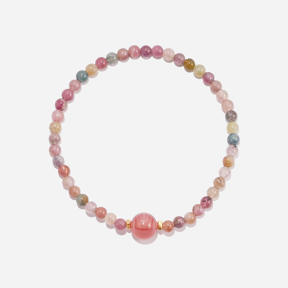 Rosy Serenity Bracelet Czech Glass Beads Swarovski Crystals