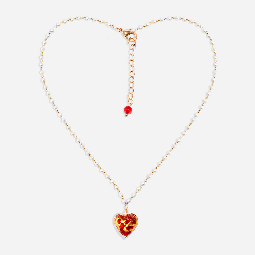 ★送料・関税込★MOSXE★MOSXE Heart point necklace★ Heartstrings Necklace Necklace Czech Glass Beads Swarovski