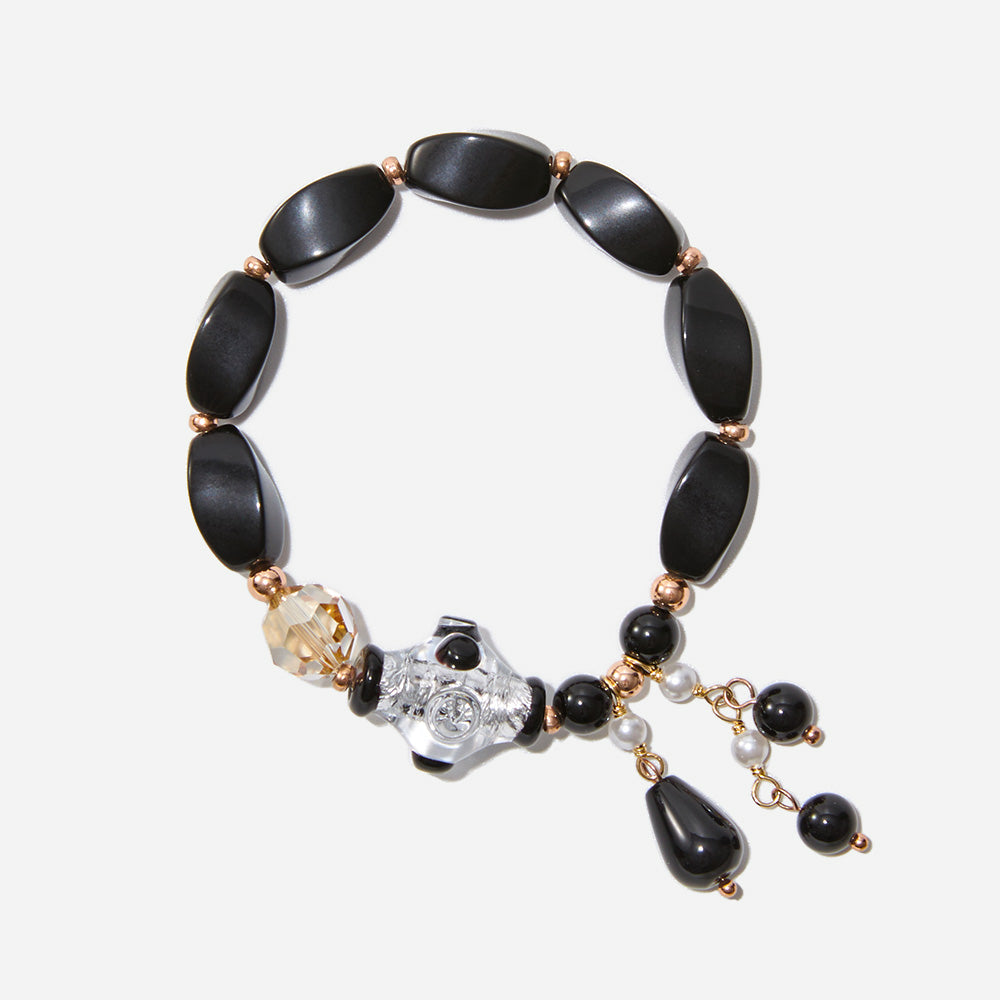 Onyx Enigma Bracelet Czech Glass Beads Swarovski Crystals