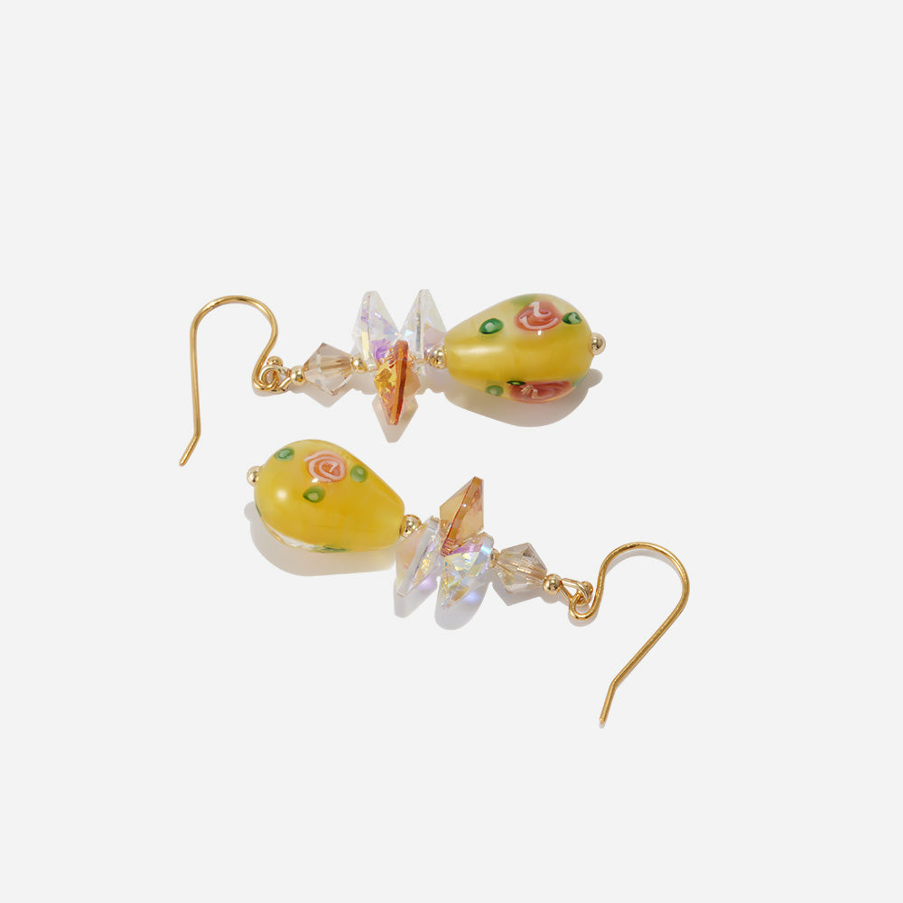 Sunshine Sparkle Earrings Czech Glass Beads Swarovski Crystals