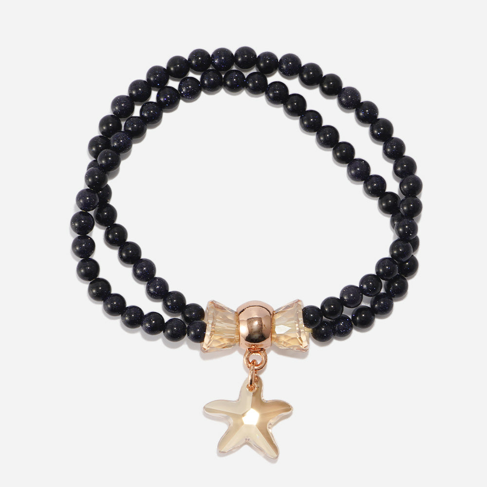 Handmade Czech Crystal Beads Bracelet - Starry Noir Elegance Bracelet