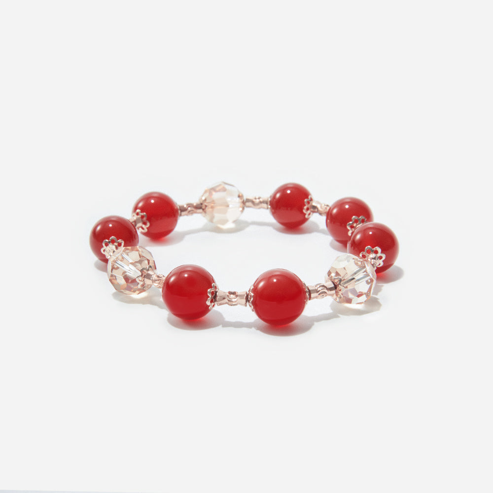 Handmade Czech Glass Beads Crystal Bracelet - Radiant Garnet Elegance