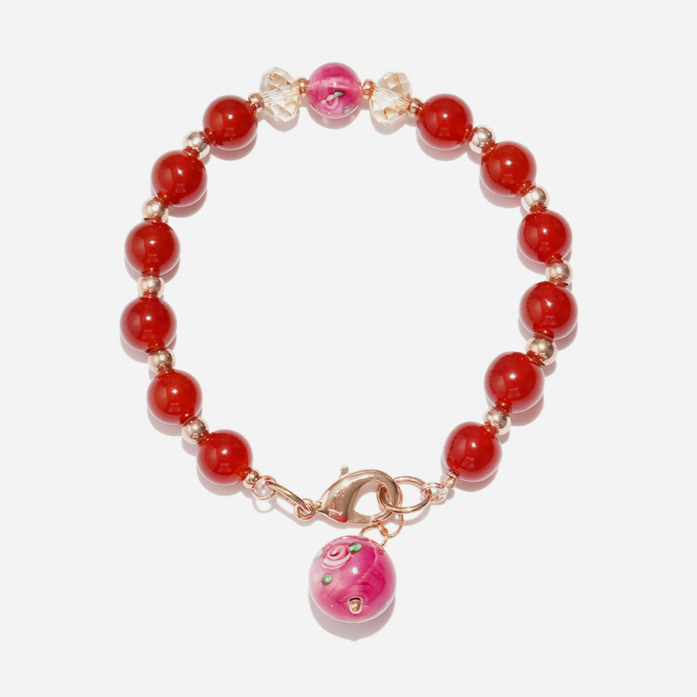 Cheery Trek Bracelet Czech Glass Beads Swarovski Crystals