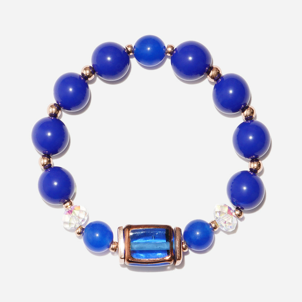 Handmade Czech Crystal Beads Bracelet - Sapphire Twilight Bracelet