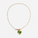 Load image into Gallery viewer, Emerald Heartstrings Necklace Czech Glass Beads Swarovski Crystals
