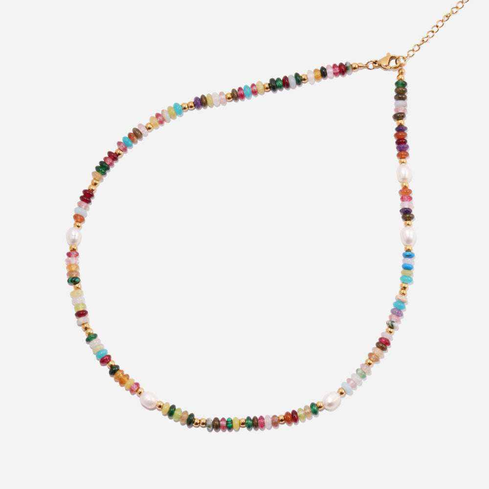 Rainbow Bliss Necklace Czech Glass Beads Swarovski Crystals