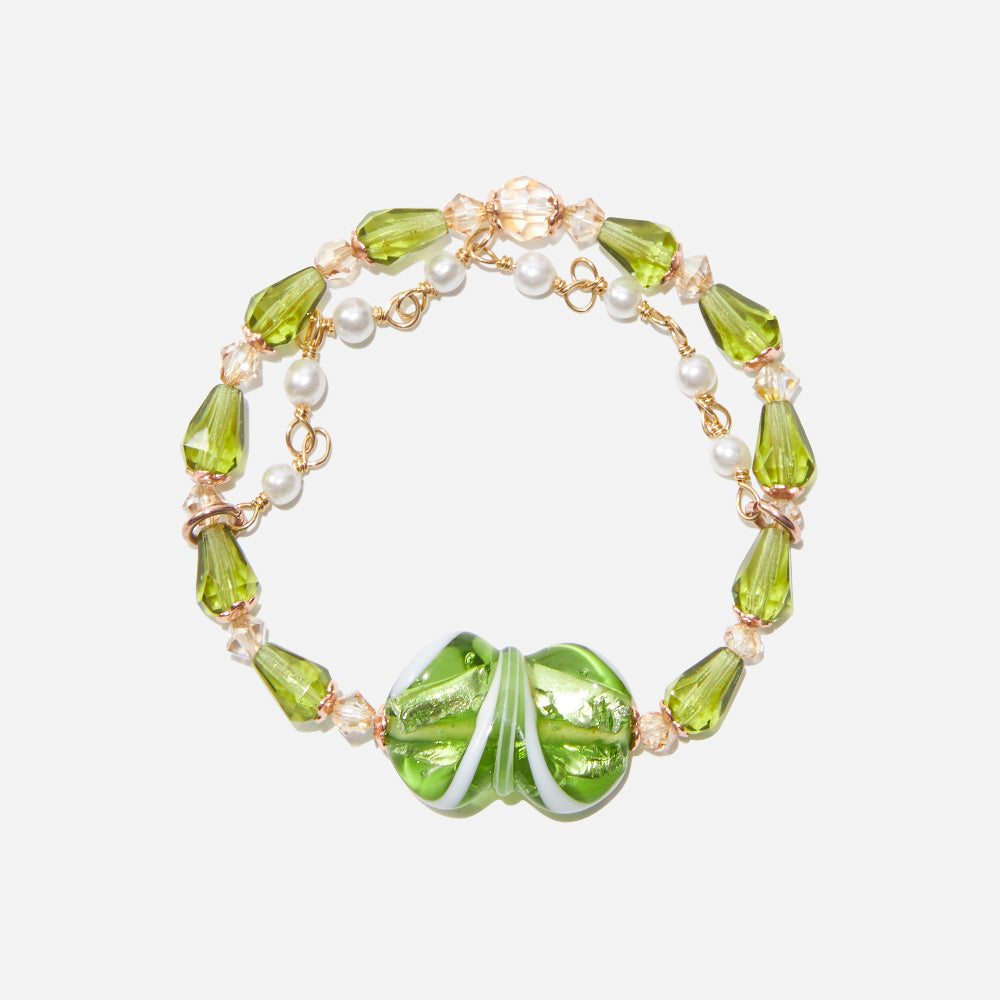 Verdant Harmony Bracelet Czech Glass Beads Swarovski Crystals