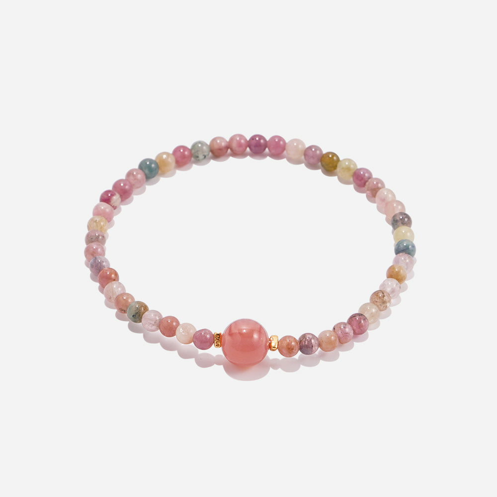 Rosy Serenity Bracelet Czech Glass Beads Swarovski Crystals