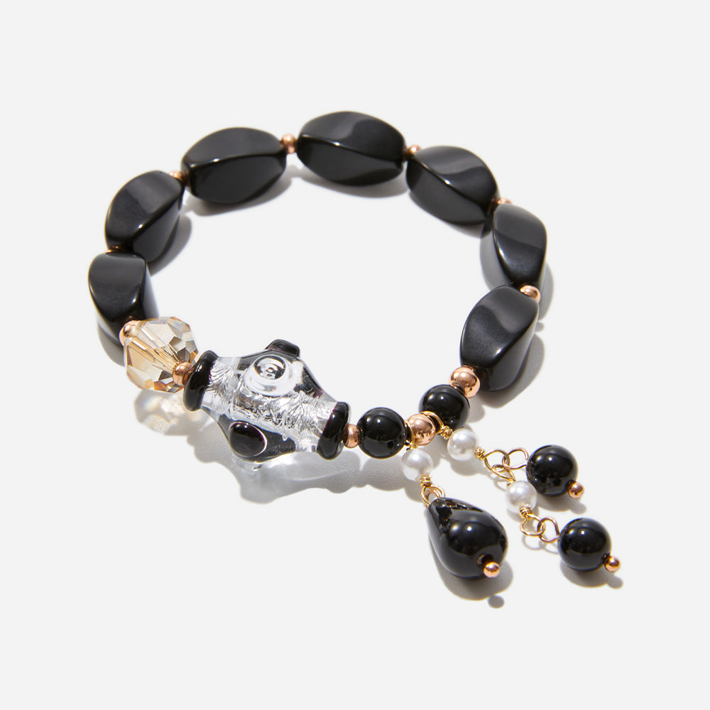 Onyx Enigma Bracelet Czech Glass Beads Swarovski Crystals