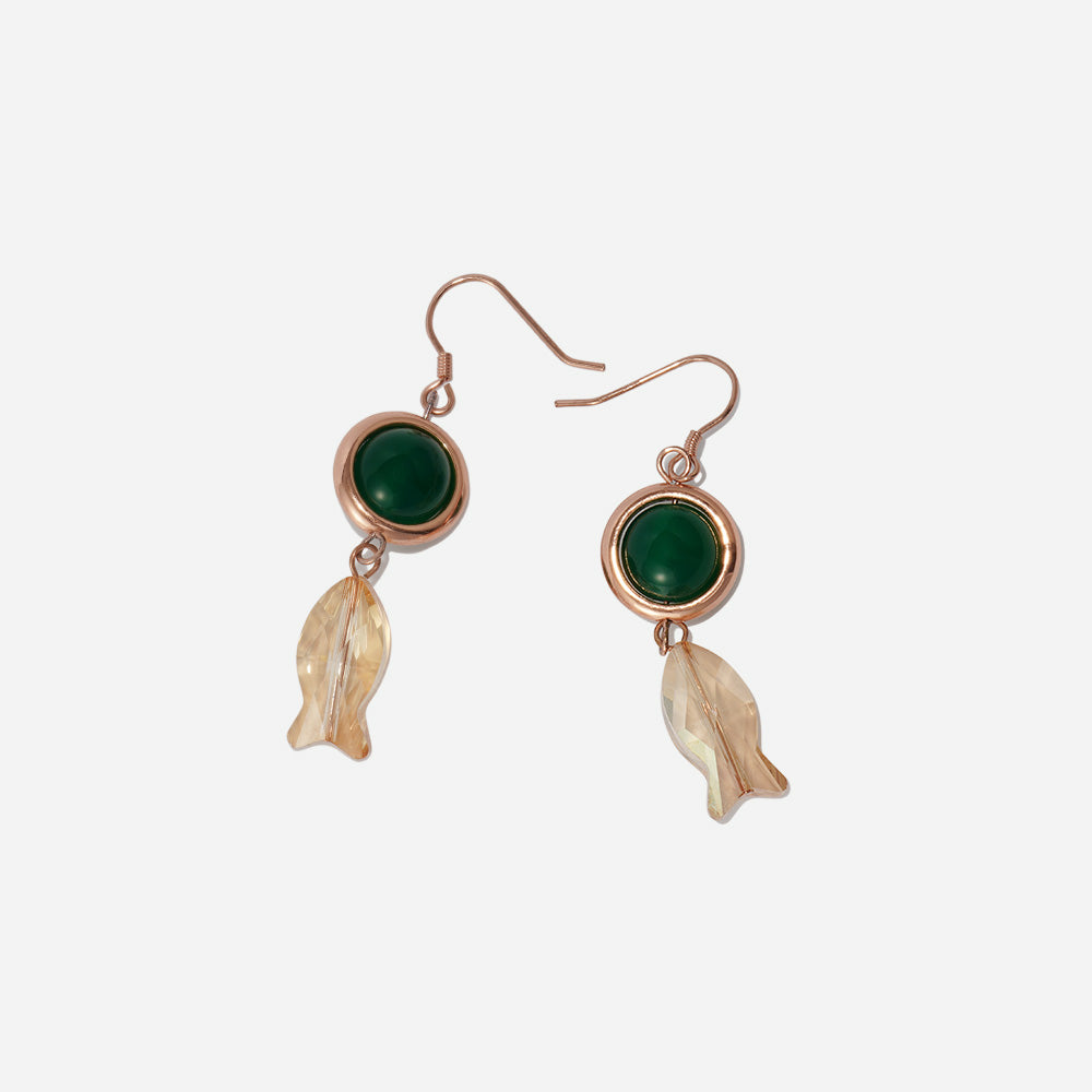 Handmade Czech Crystal Earrings - Emerald Seascape