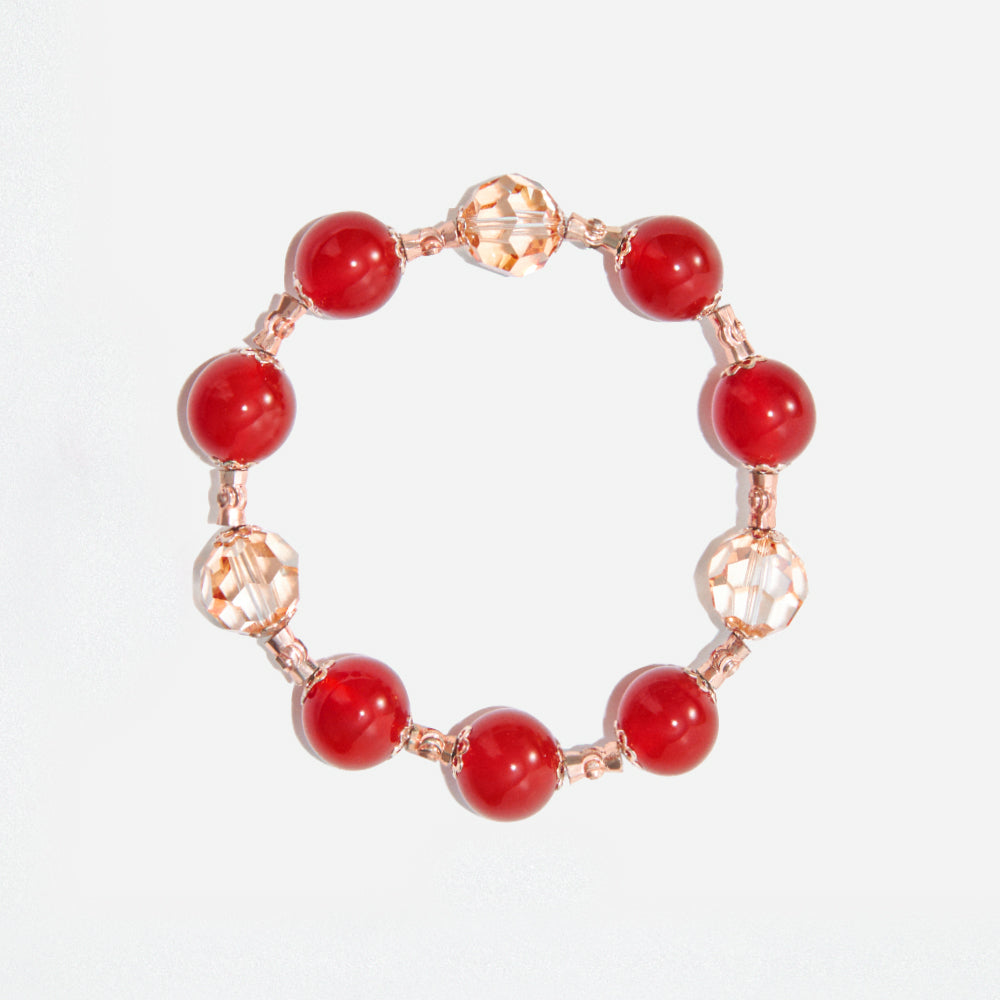 Handmade Czech Glass Beads Crystal Bracelet - Radiant Garnet Elegance