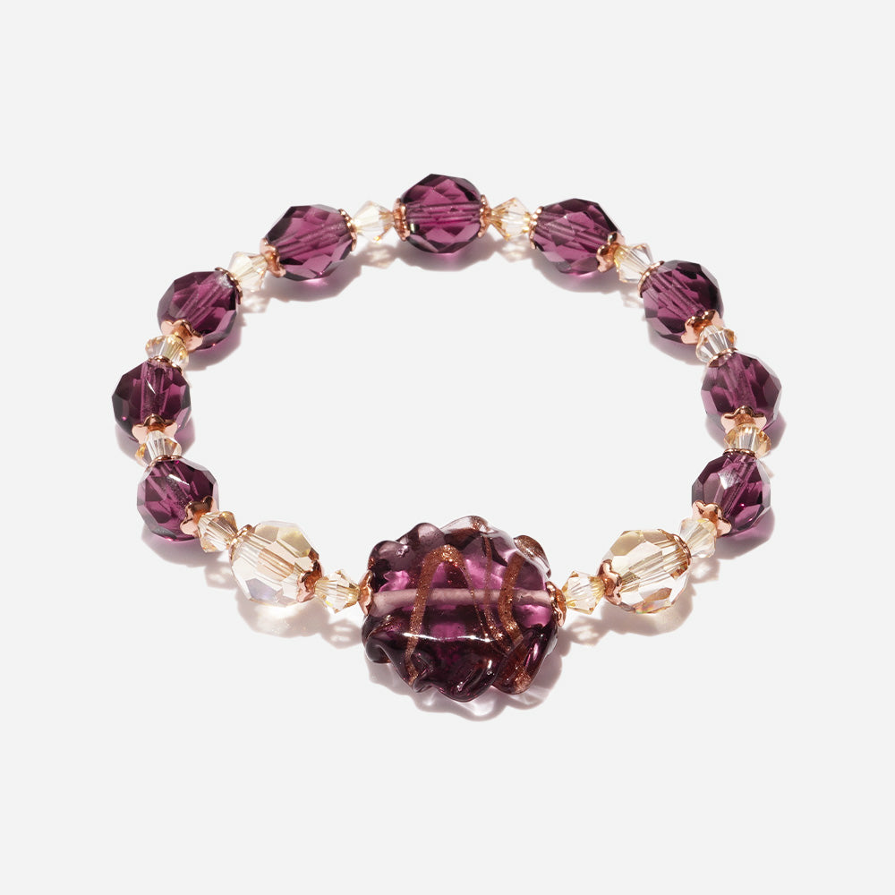 Amethyst Harmony Bracelet Czech Glass Beads Swarovski Crystals