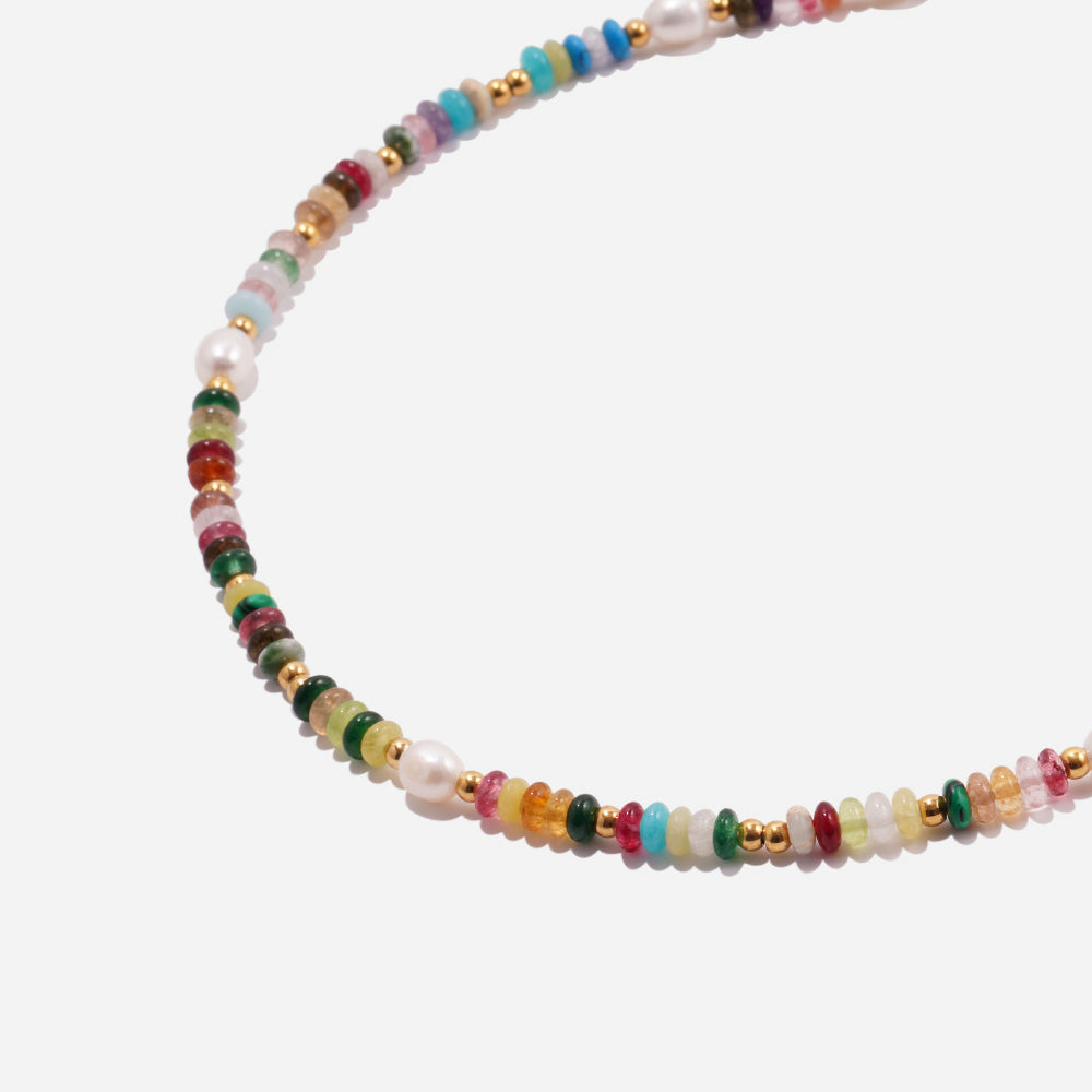 Rainbow Bliss Necklace Czech Glass Beads Swarovski Crystals