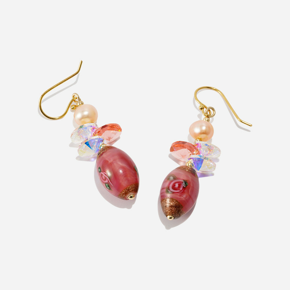 Handmade Czech Crystal Earrings - Imperial Plum Blossom Earrings