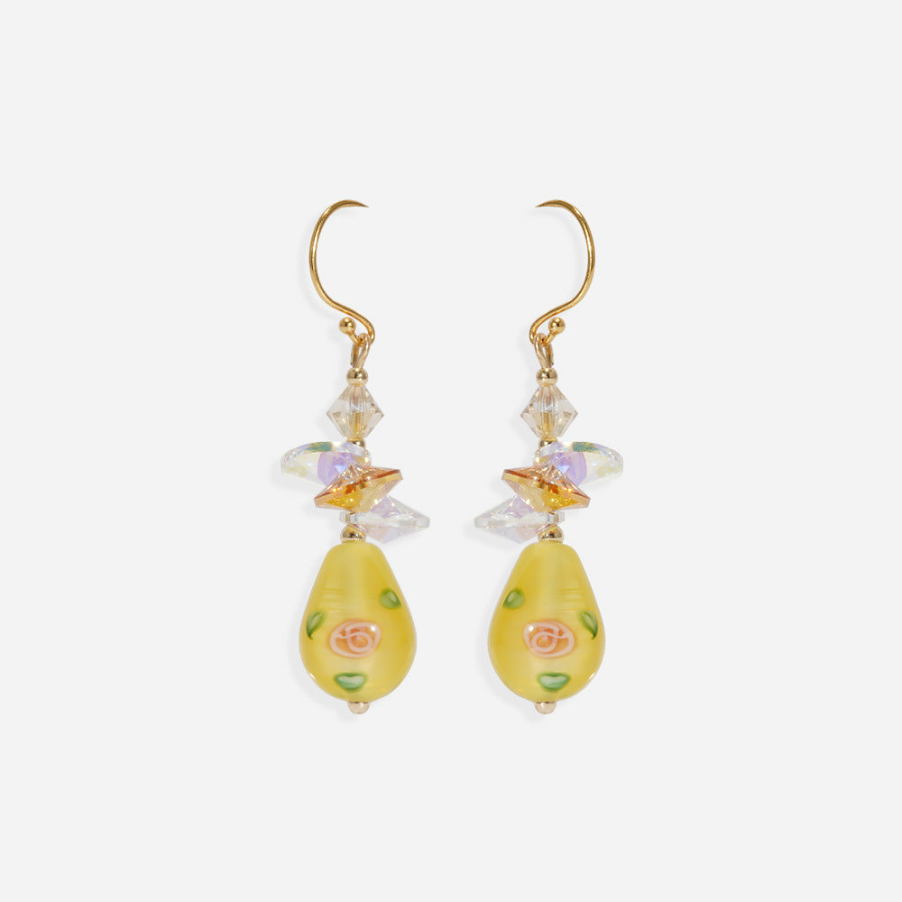 Sunshine Sparkle Earrings Czech Glass Beads Swarovski Crystals