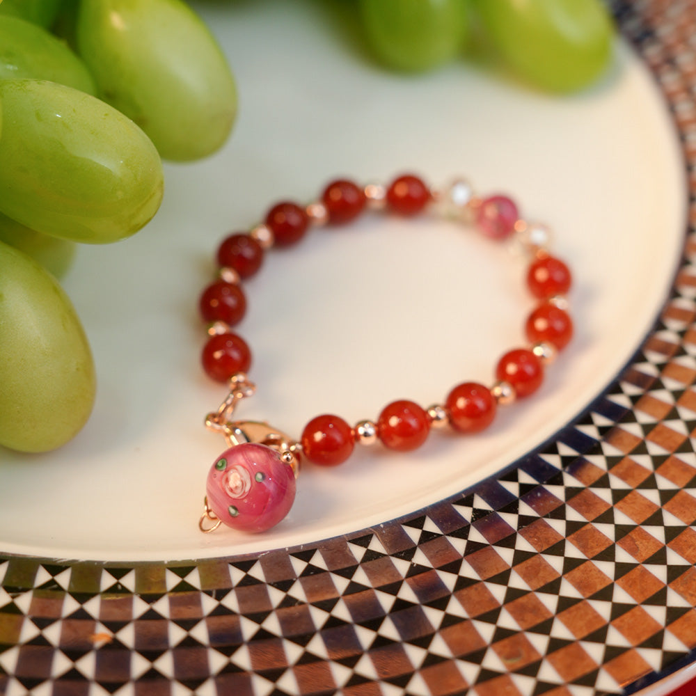 Cheery Trek Bracelet Czech Glass Beads Swarovski Crystals