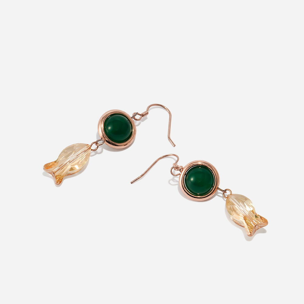 Handmade Czech Crystal Earrings - Emerald Seascape