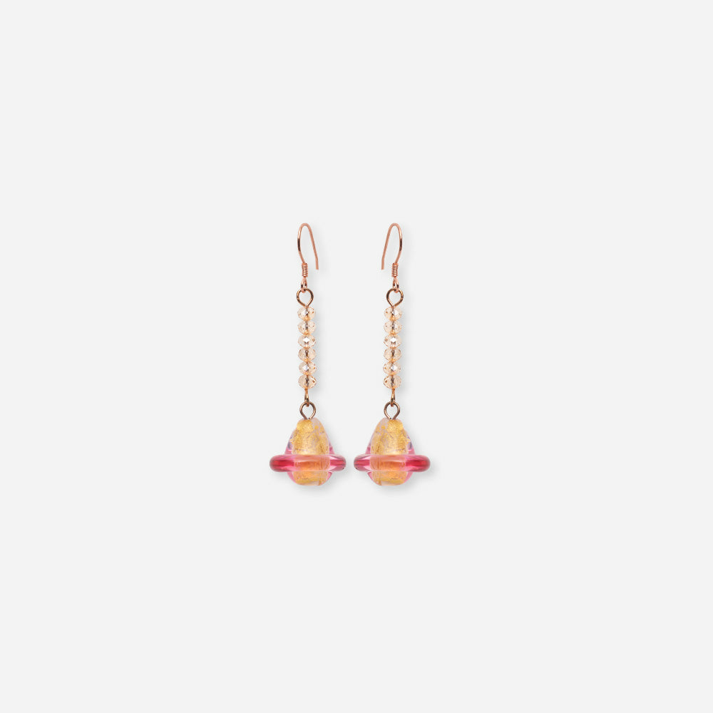 Handmade Czech Glass Beads Crystal Earrings - Sky Pink Odyssey