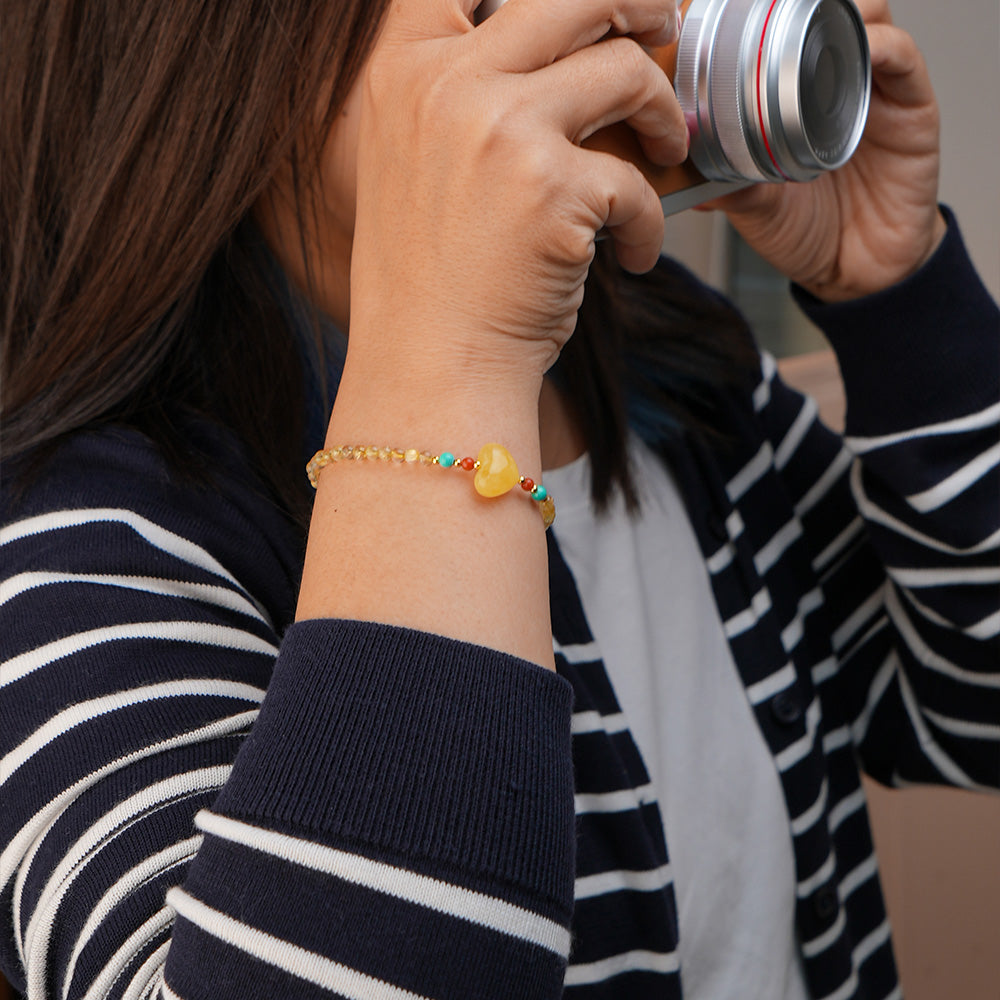 Golden Sunlight Bracelet Czech Glass Beads Swarovski Crystals