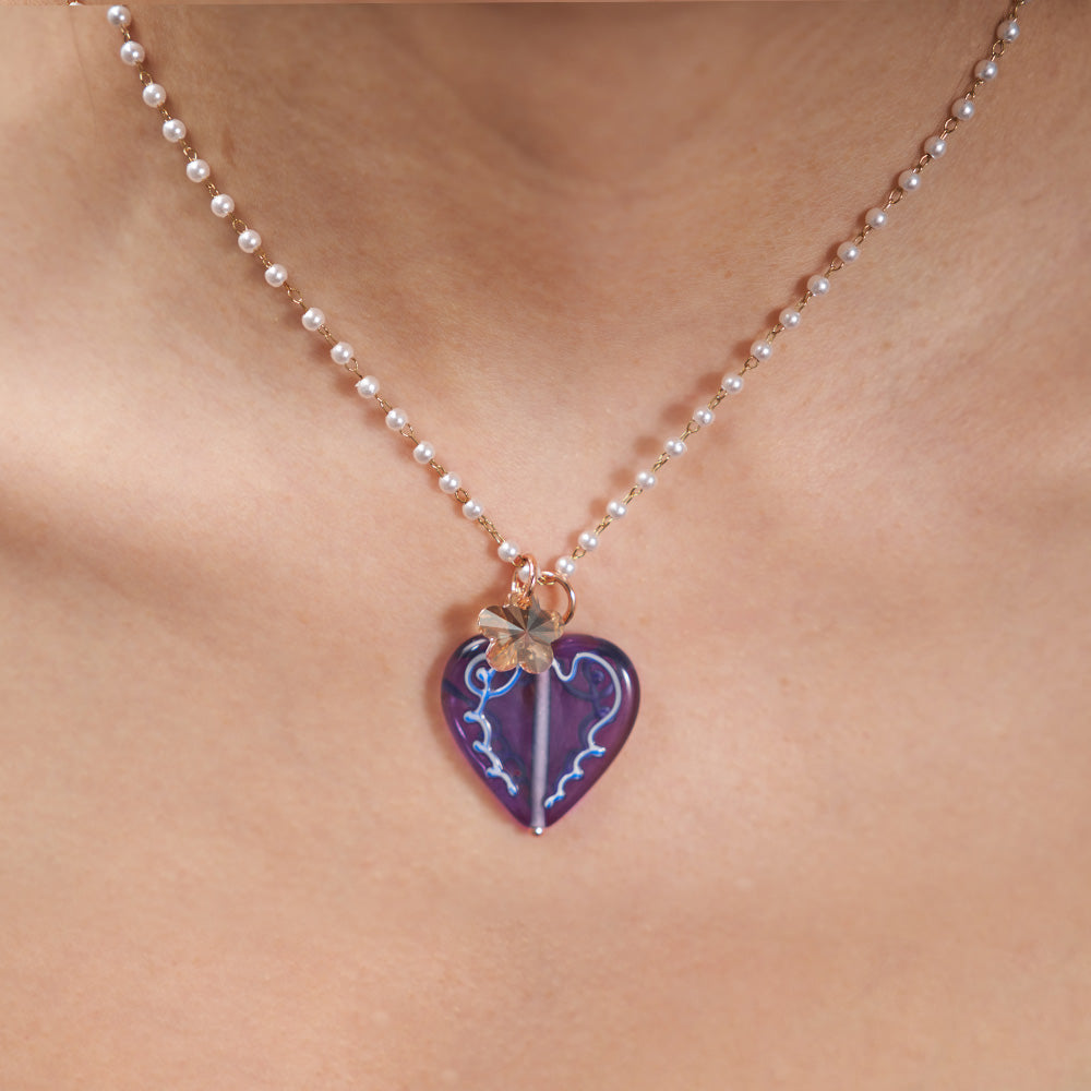 Handmade Czech Crystal Purple Necklace - Lavender Serenade