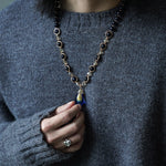 Load image into Gallery viewer, Handmade Czech Crystal Beads Long Chain - Midnight Azure Cascade Necklace