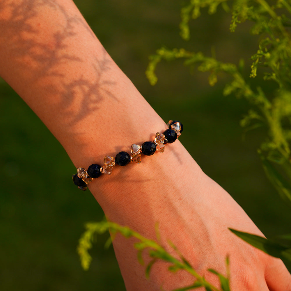 Starry Twilight Bracelet Czech Glass Beads Swarovski Crystals