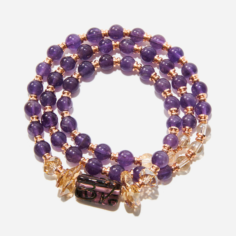 Plum Passion Bracelet Czech Glass Beads Swarovski Crystals