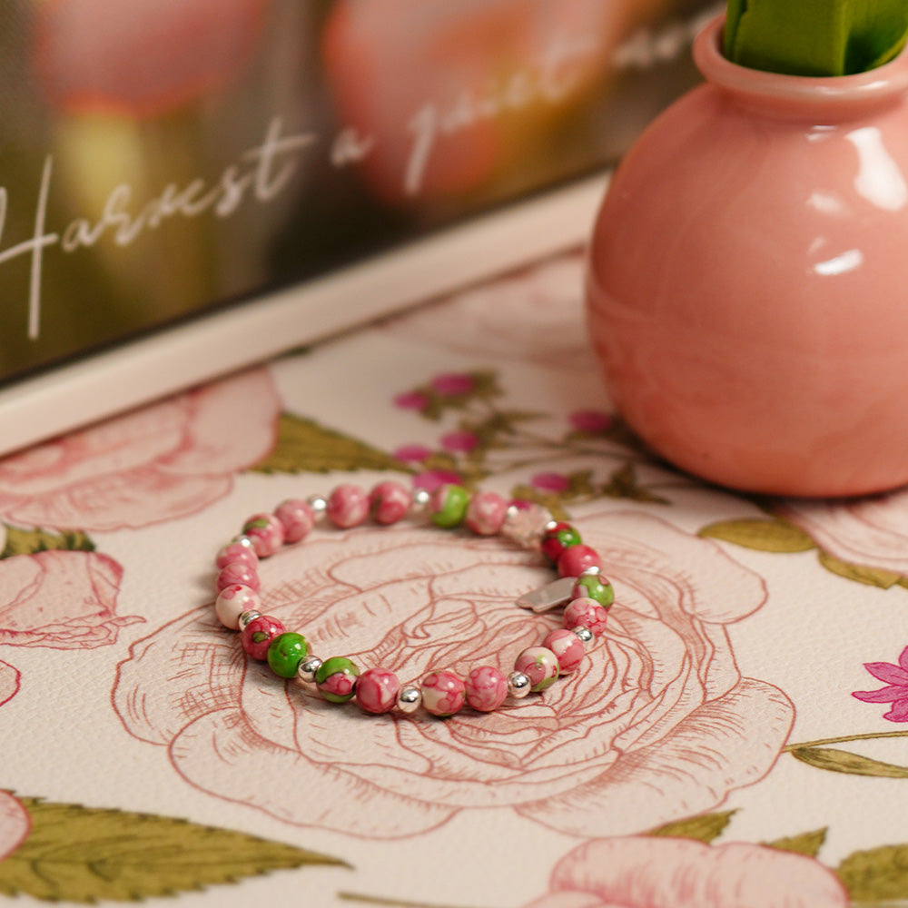 Blush Blossom Bracelet Czech Glass Beads Swarovski Crystals