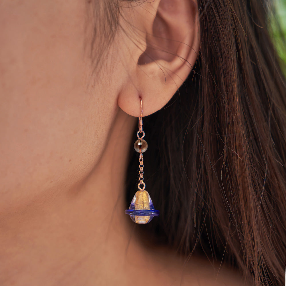 Handmade Czech Glass Beads Crystal Earrings - Celestial Blue Odyssey