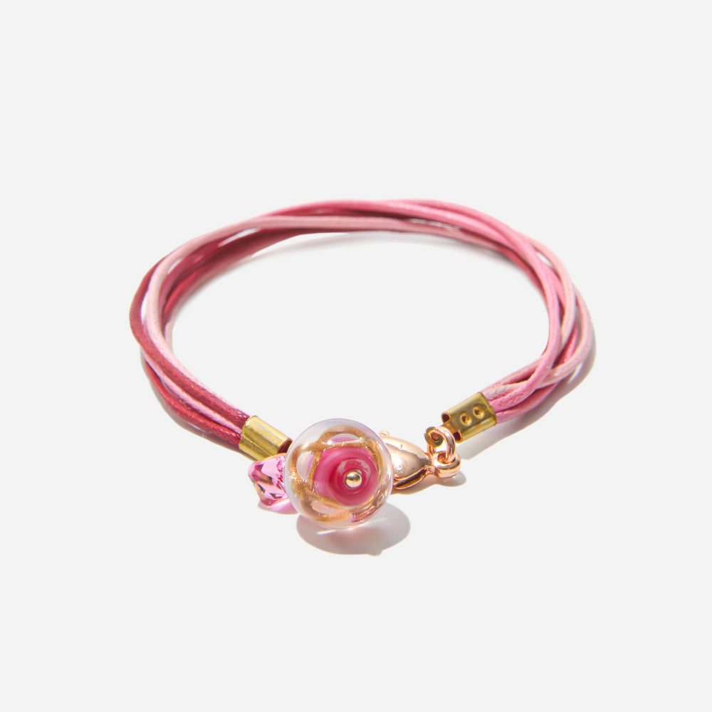 Handmade Czech Crystal Bracelet - Pink Petal