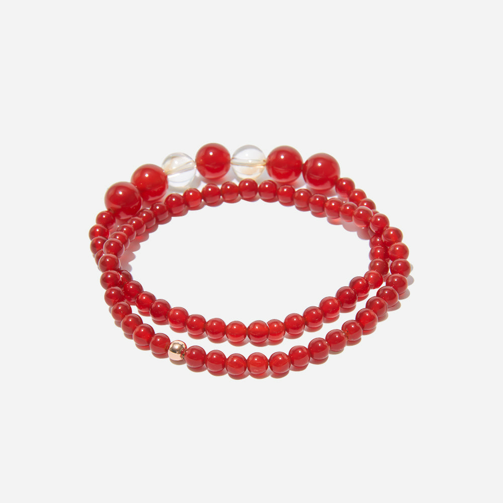 Red Embrace Bracelet Czech Glass Beads Swarovski Crystals