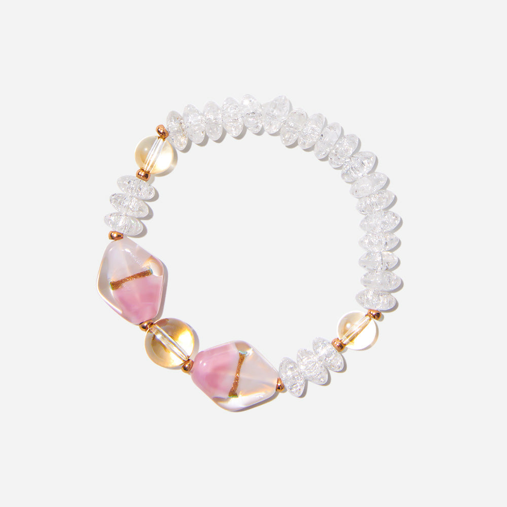 Handmade Czech Crystal Beads Bracelet - Pearlescent Blush Bracelet