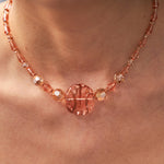 Load image into Gallery viewer, Handmade Czech Glass Beads Crystal Necklace - Champagne Blush Blossom