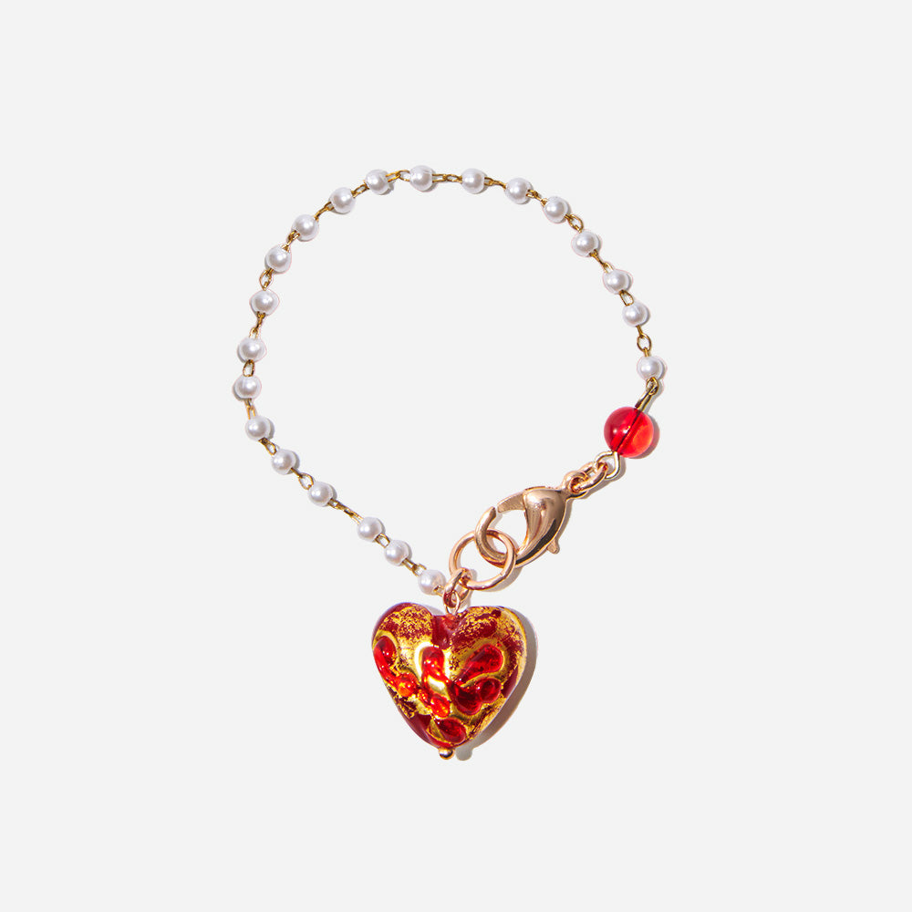 Passion's Golden Heart Bracelet Czech Glass Beads Swarovski Crystals