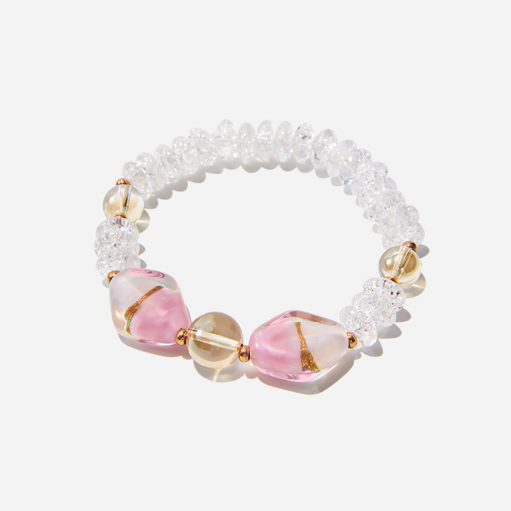 Handmade Czech Crystal Beads Bracelet - Pearlescent Blush Bracelet
