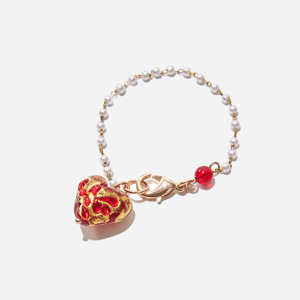 Passion's Golden Heart Bracelet Czech Glass Beads Swarovski Crystals