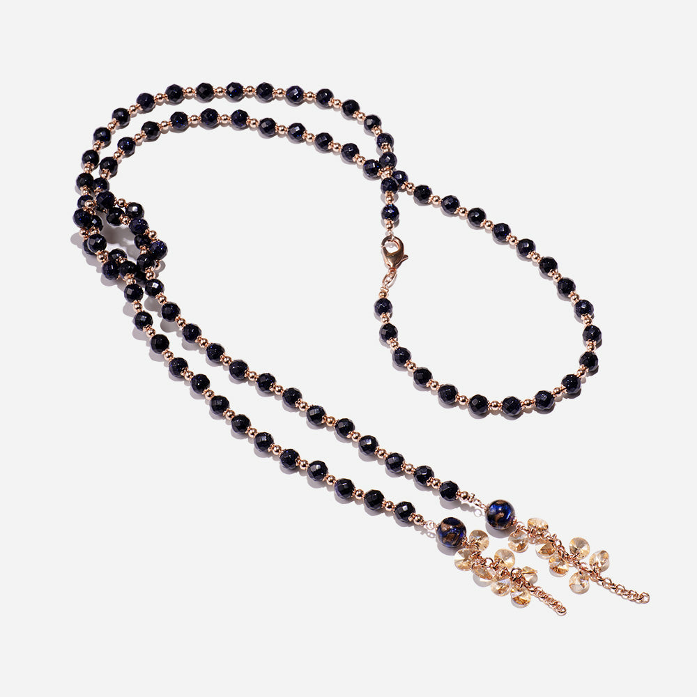 Handmade Czech Crystal Beads Long Chain - Midnight Cozy Elegance Chain