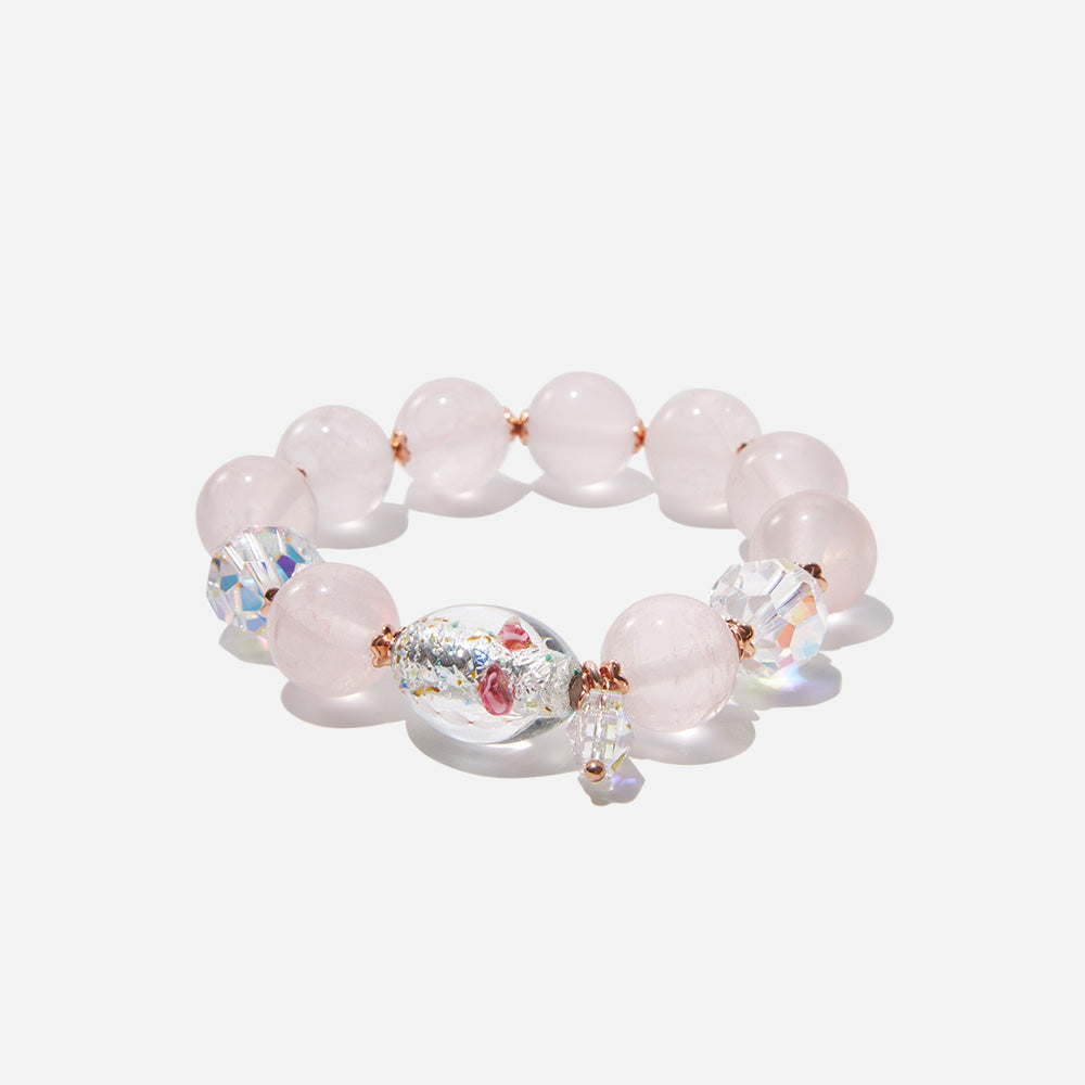 Handmade Pink Crystal Bloom Bracelet