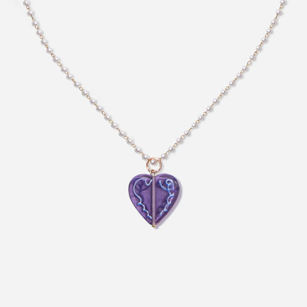 Handmade Czech Glass Beads Crystal Necklace - Lavender Serenade