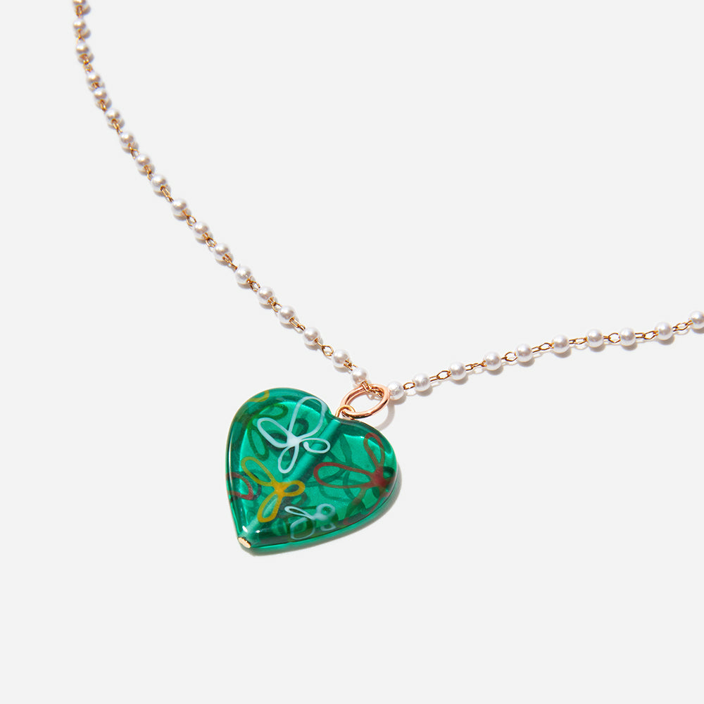 Handmade Czech Glass Beads Crystal Necklace - Emerald Essence